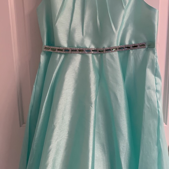NWOT-Girls Kiki Teal Tea Length Special Occasion Dress - Picture 3 of 11